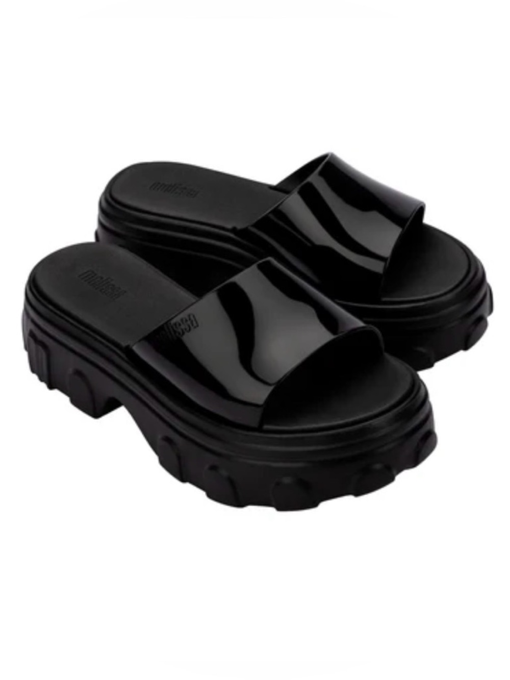 Melissa | Ella Black Platform Slide Sandals